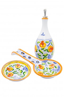 Set oliera con piattino, poggiamestoli Melograne